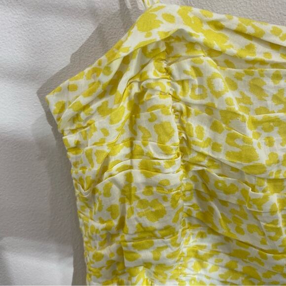 Du Paradis Yellow Animal Print Cotton Voile Midi Sundress XS Fit Flare Summer - Picture 4 of 11